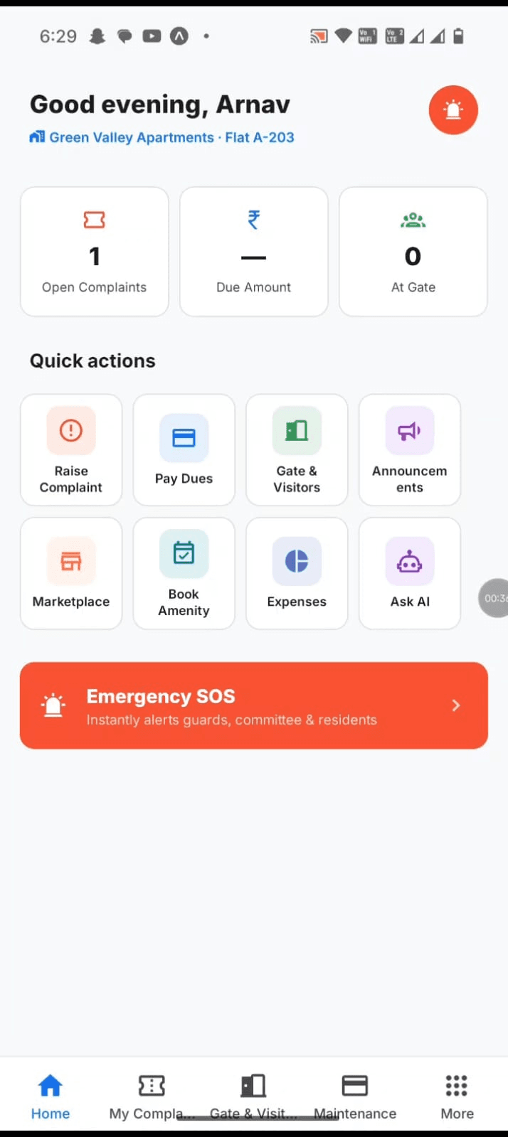 Resident Home Dashboard